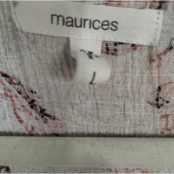 Maurice Top Women's L Short Sleeve Smock Henley Popover Earth Tone Cottage Gorp - Picture 4 of 7